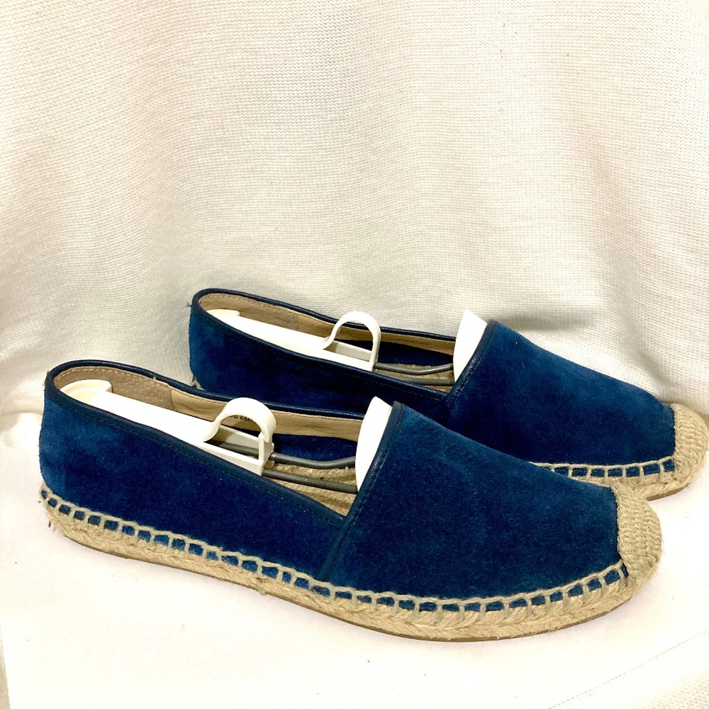 Gorgeous Via Spiga, Blue Suede Espadrilles, Boho, Slip-on